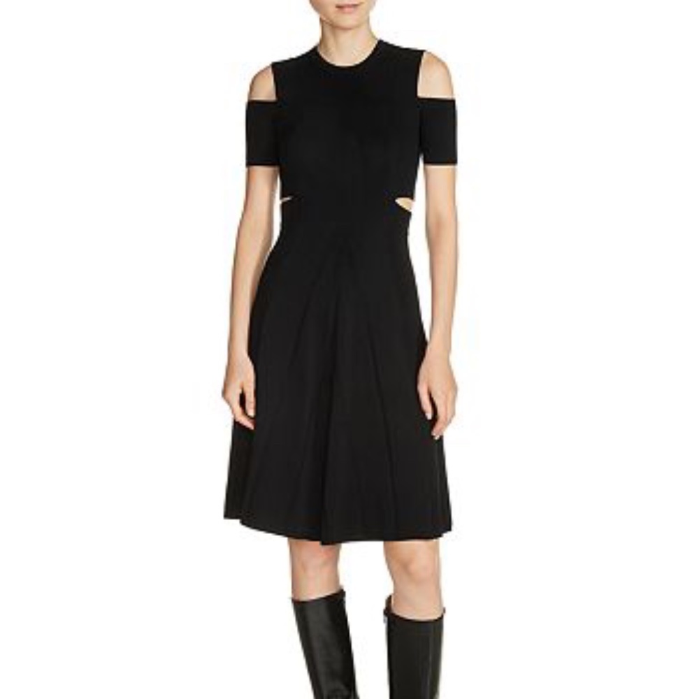 MAJE cold-shoulder cutout knit sweater dress